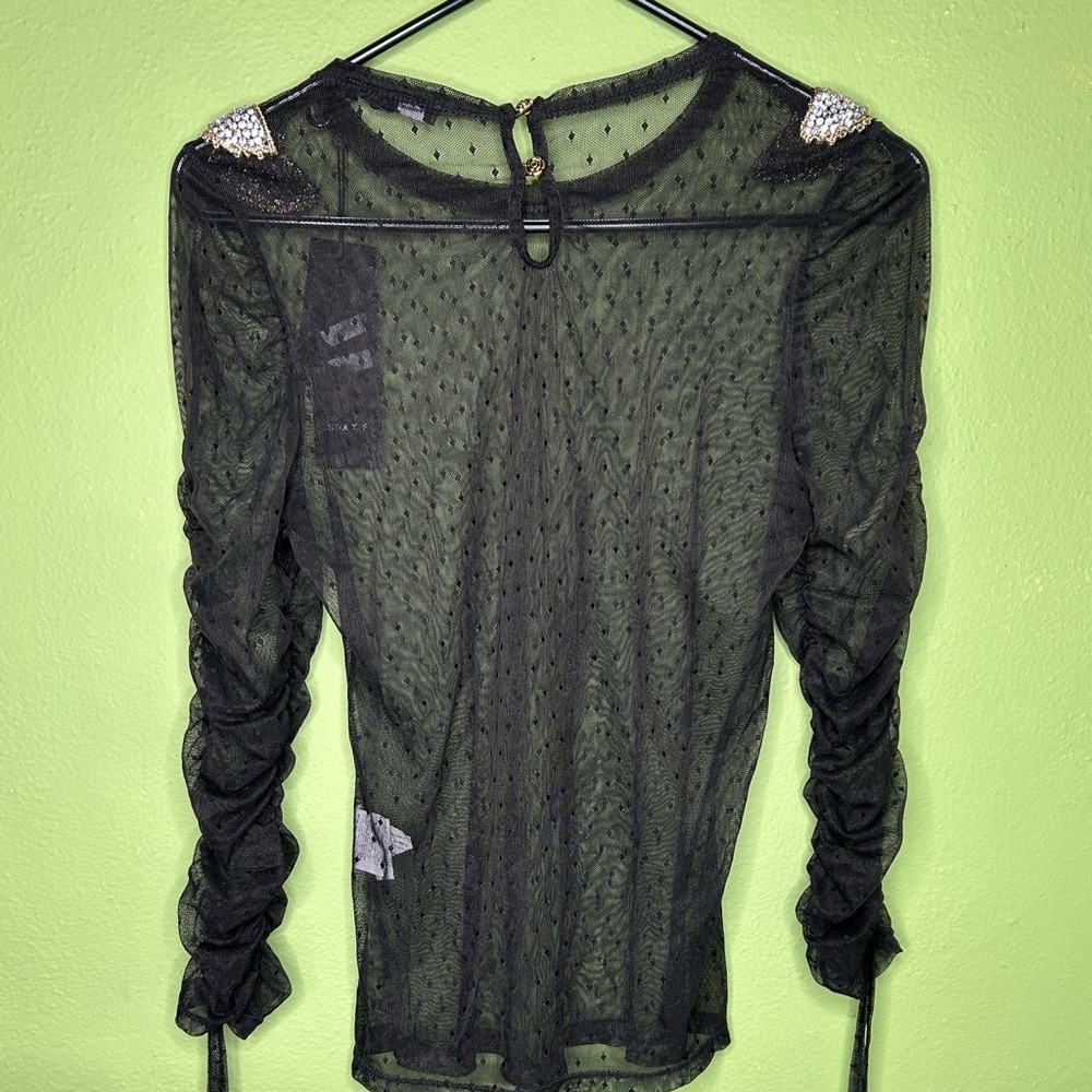 Studio F- Black Sheer Long Sleeve Top